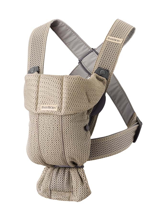 BABYBJORN حمالة أطفال ميني، شبكة 3D، رمادي بيج - Image 1